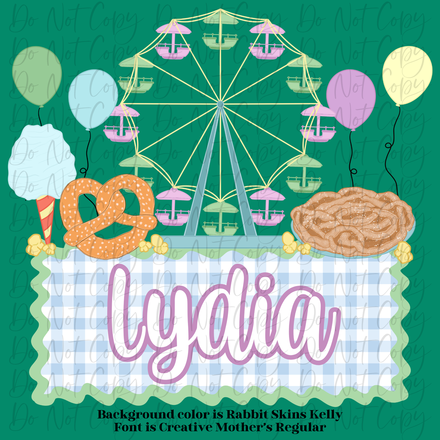 Carnival Fair Festival Name Plate Design Shirt PNG Personalized Sub DTF Trendy Cute Trending Funnel Cake Ferris Wheel Kids Unisex Boy Girl