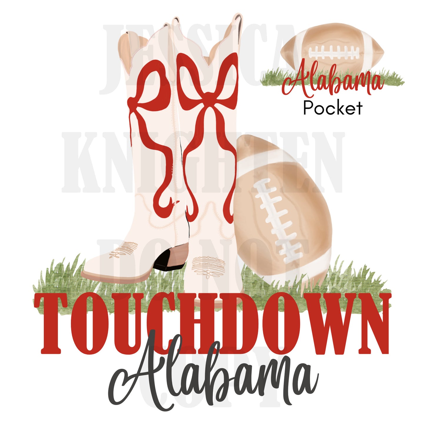 Alabama Bow Boot Back and Pocket Design Digital File - PNG - Transparent Background - SEC - Football Design