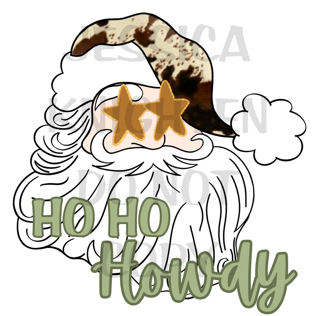 Ho Ho Howdy Santa Christmas PNG, Hand Drawn, 300 DPI, Western, Trendy, Cowboy, Cowgirl, Boots, Preppy, Howdy Christmas, Cow Print
