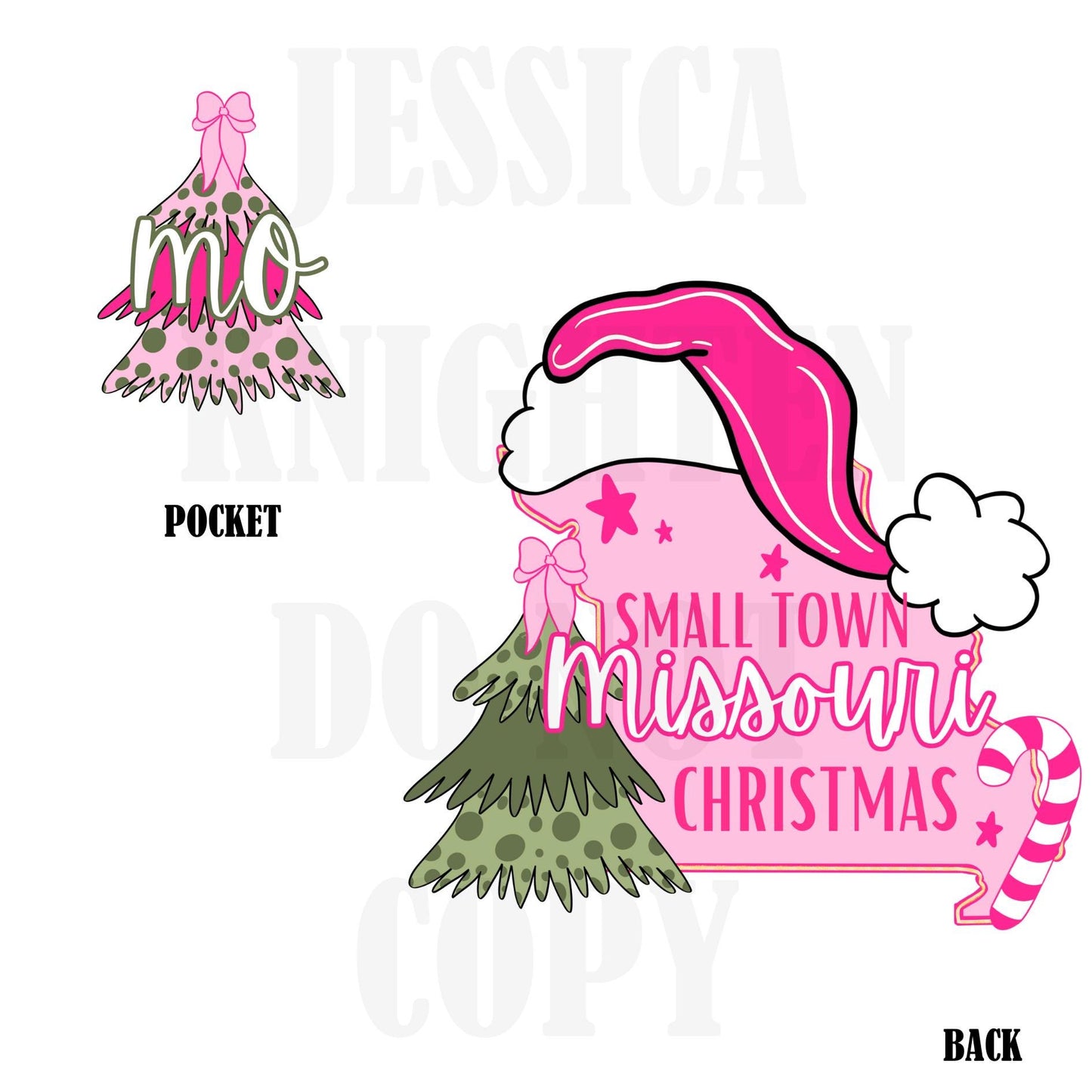 Small Town Missouri Christmas Bow Pink Trendy PNG 300 DPI Preppy Tree Santa Candy Cane Merry Bright Popular Coquette Transparent Original