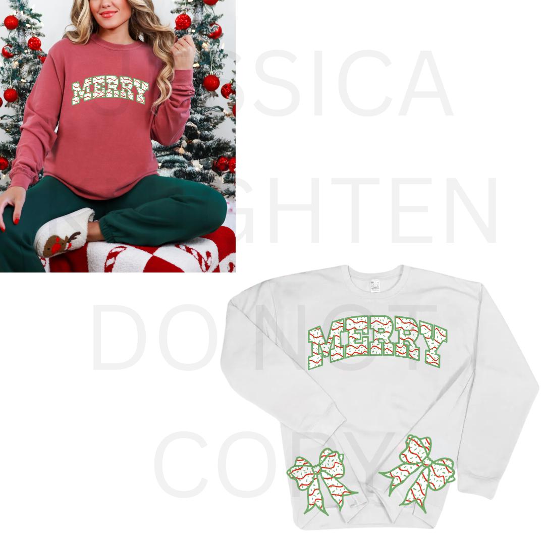 Christmas Cake Merry Bow Side PNG design Transparent Preppy Trendy 300 dpi Nutcracker Candy Cane Pink Red Green Bow