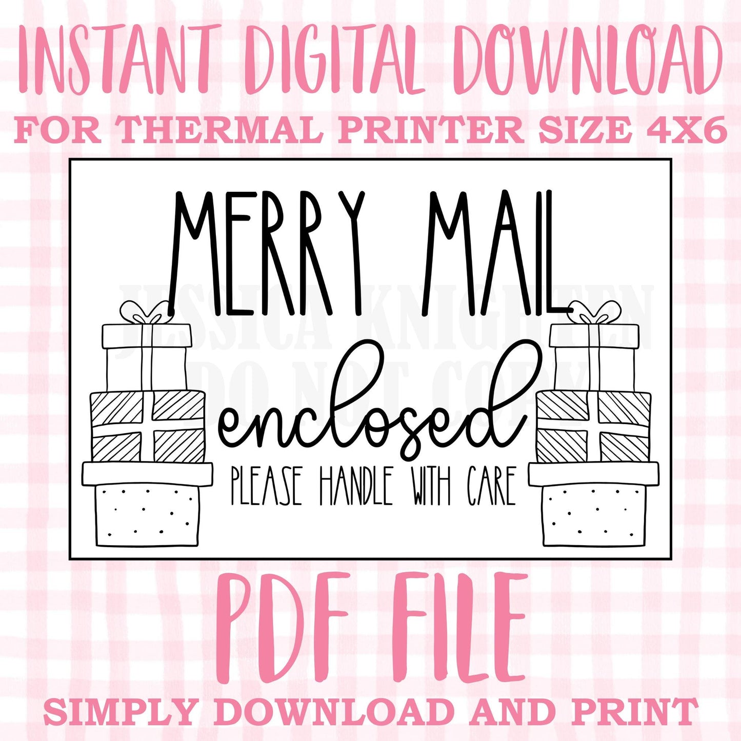 DIGITAL Thermal Printer Label for Small Businesses Preppy Sticker PDF Design Printable Instant Download 6X4 Christmas DIY Deer Hunting