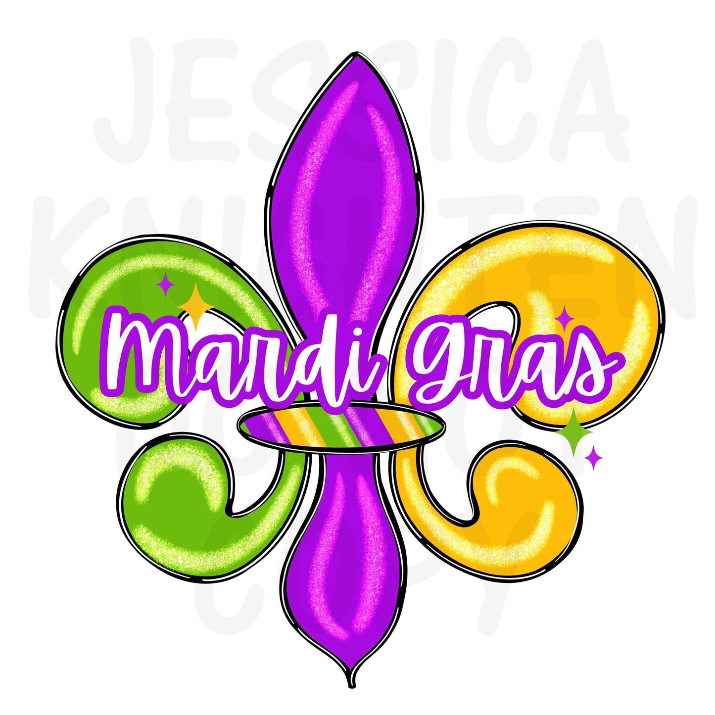 Mardi Gras Hand Drawn PNG Party Digital Download Towel Design Shirt Original Unique DTF Sublimation Design Fleur De Lis King Cake Door Print