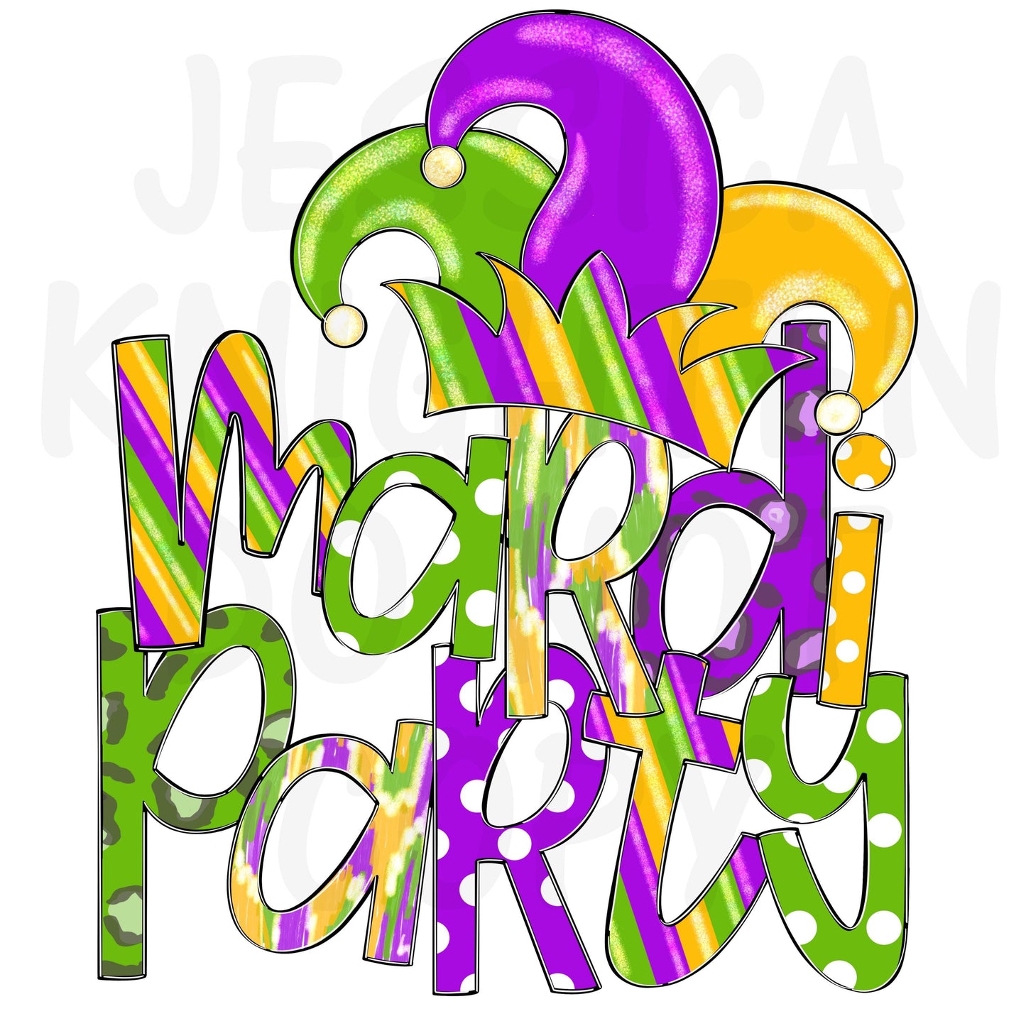 Mardi Gras Hand Drawn PNG Party Digital Download Towel Design Shirt Original Unique DTF Sublimation Design Fleur De Lis King Cake Door File