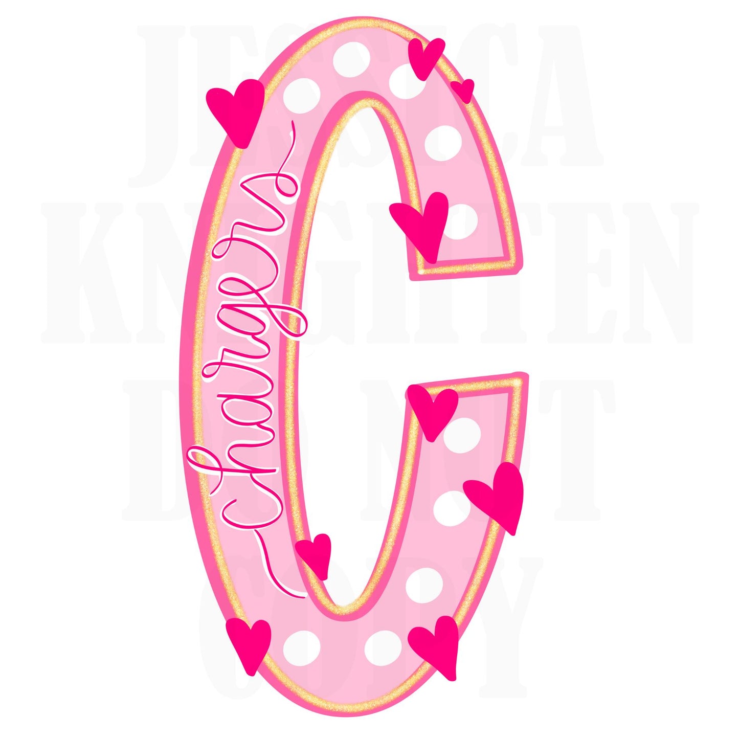 Chargers Mascot Letter Preppy Pink Valentines Football Team Go PNG Sublimation File Glitter Gold DTF Print Digital Unique Trendy