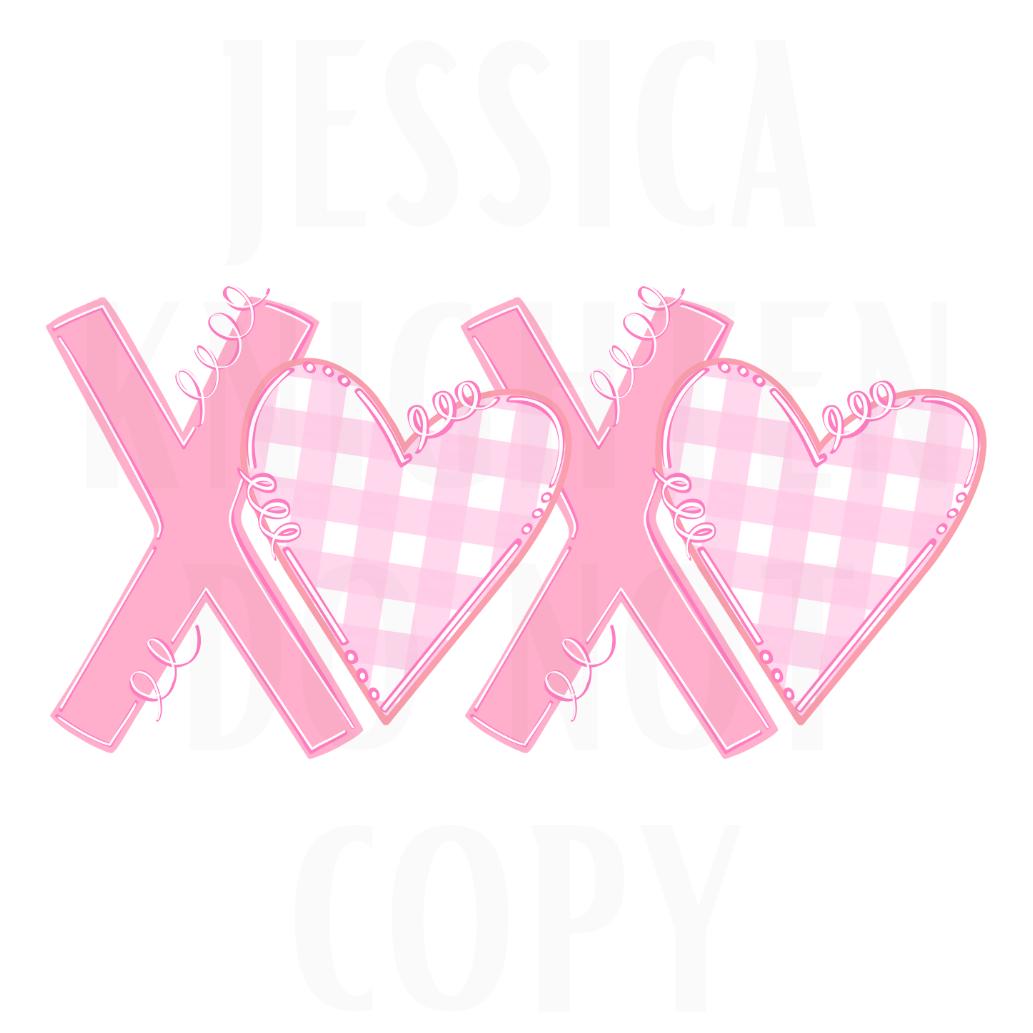 XOXO Valentines Digital Design Heart Love Vday Kids Children Shirt PNG Sub Trendy XoXo Adult Transparent Preppy Red Bow Gingham Trending