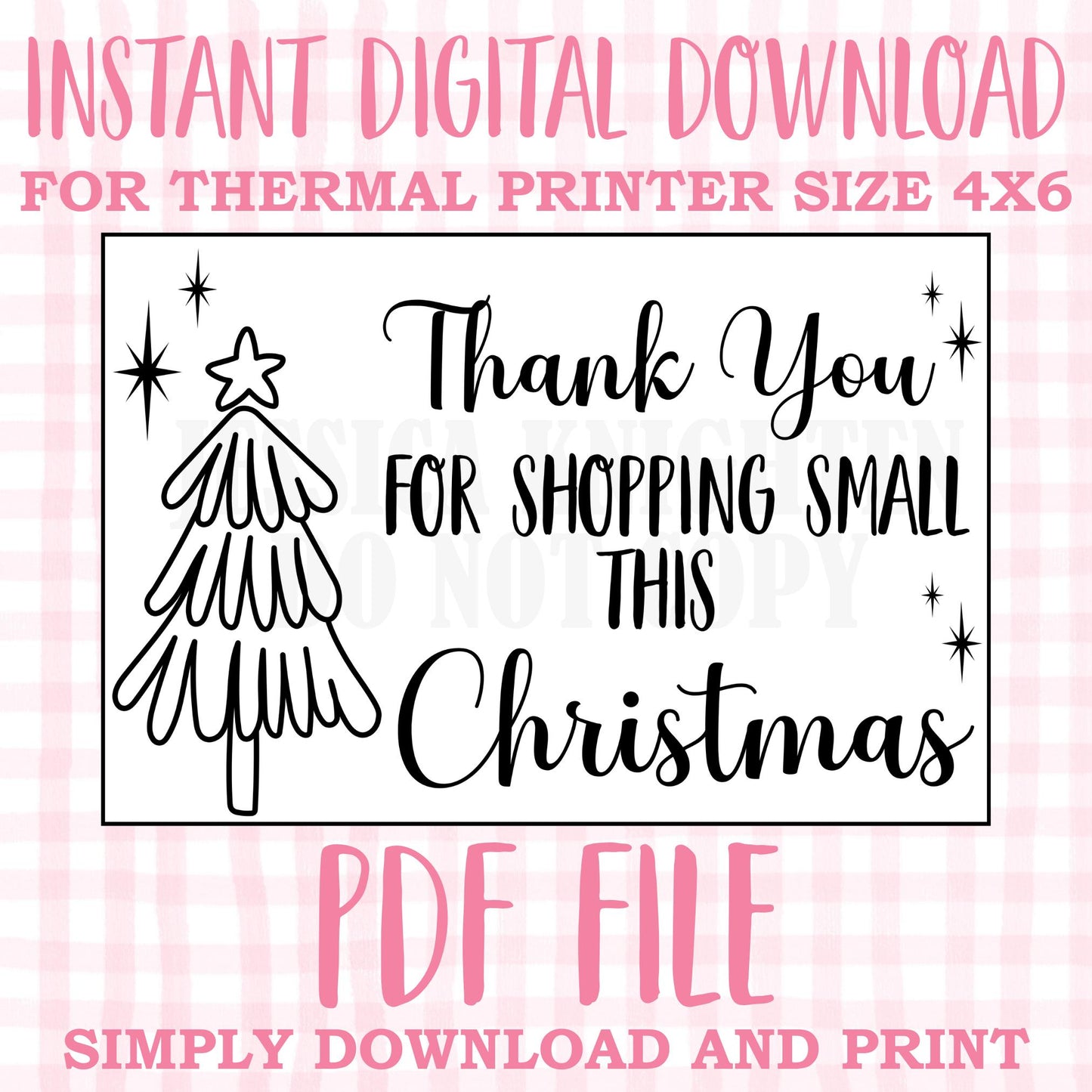DIGITAL Thermal Printer Label for Small Businesses Preppy Sticker PDF Design Printable Instant Download 6X4 Christmas DIY Deer Hunting