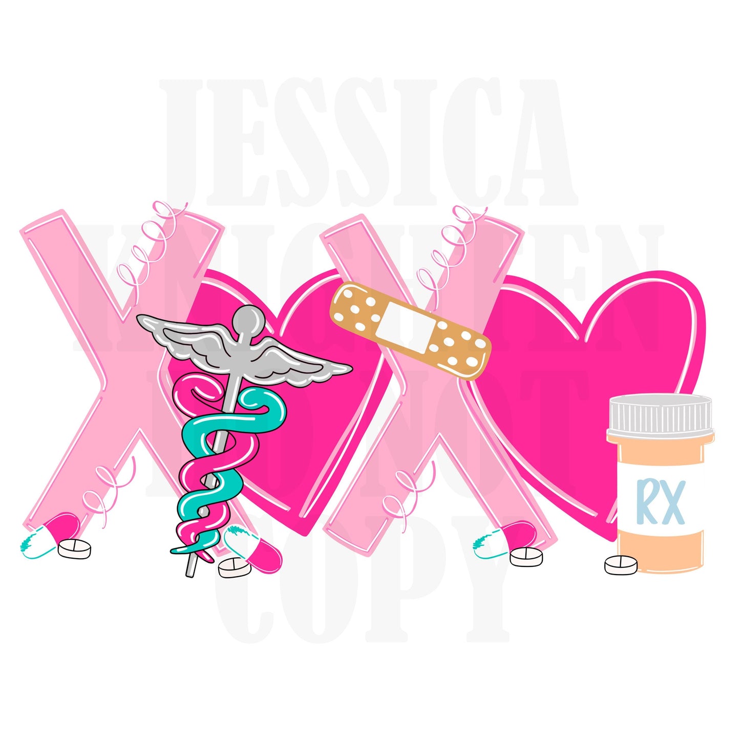 Pharmacist Digital Lips Preppy Valentines PNG Pink XOXO Love Transparent Shirt Design Trendy Rx Coat Bandaid Pharmacy Tech Technician