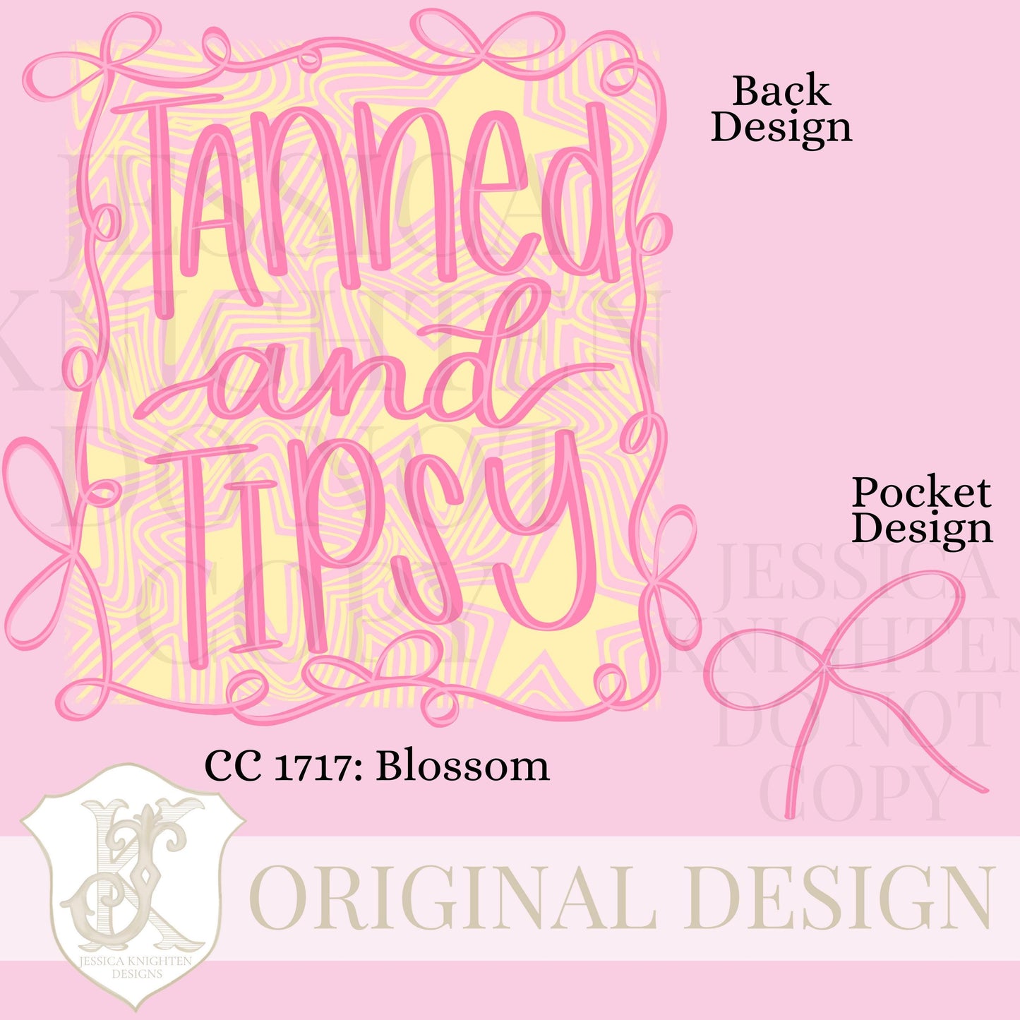 Everyday Tanned and Tipsy PNG Digital Design Girly Swirly Trendy Pocket and Back Files Kid Design Women Pink Preppy Bow Coquette Prep Print