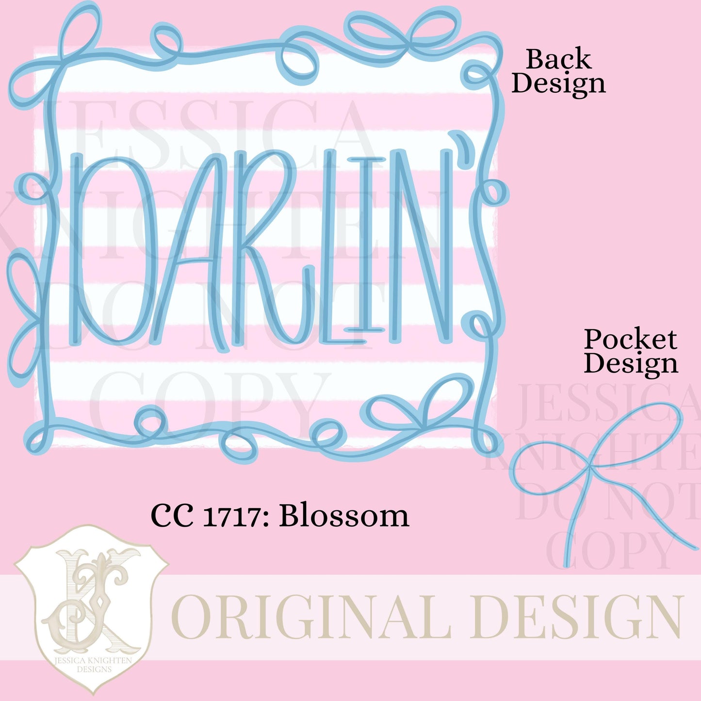 Everyday Darlin Stripe PNG Digital Design Girly Swirly Trendy Pocket and Back Files Kid Design Women Pink Preppy Bow Coquette Prep Print