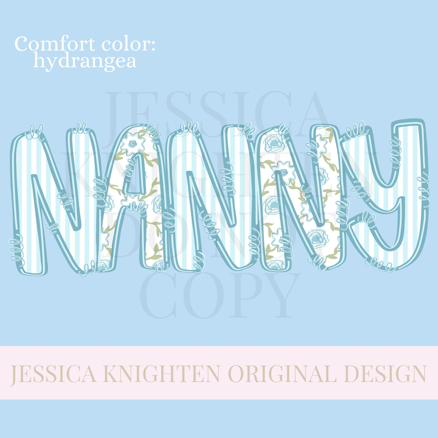 Nanny Mothers Day PNG grandmother sublimation dtf hand drawn digital download mom mama mother mommy floral coastal blue grandmillenial