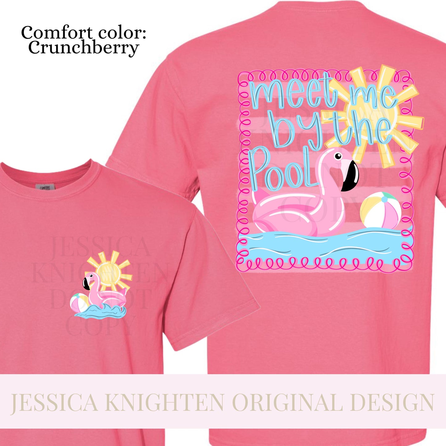Meet me by the pool PNG Digital Design Girly Swirly Trendy Pocket and Back Files Kid Design Women Pink Preppy Prep Print Flamingo Float swim