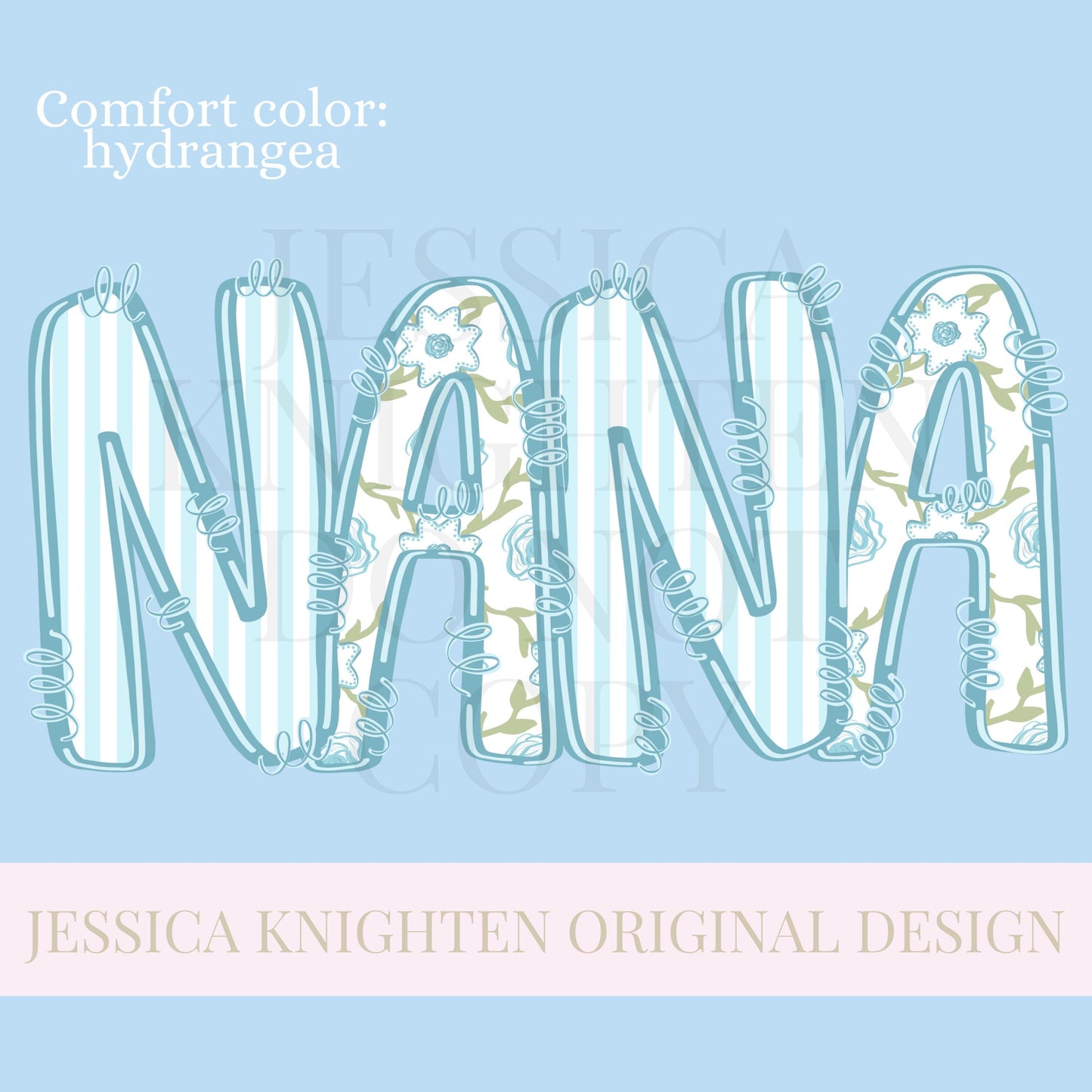 Nana Mothers Day PNG grandmother sublimation dtf hand drawn digital download mom mama mother mommy floral coastal blue grandmillenial