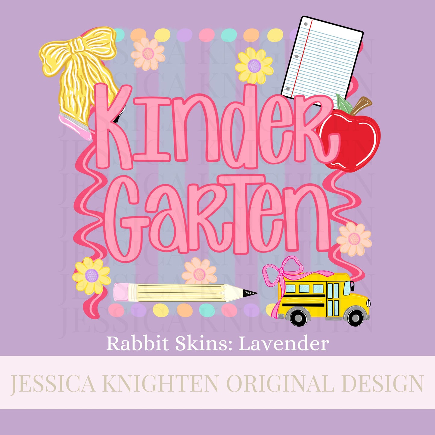 Kindergarten PNG Digital Design Girly Swirly Trendy Back to School Files Kid Design Pink Preppy Prep School End Beginning Pencil Teach Learn