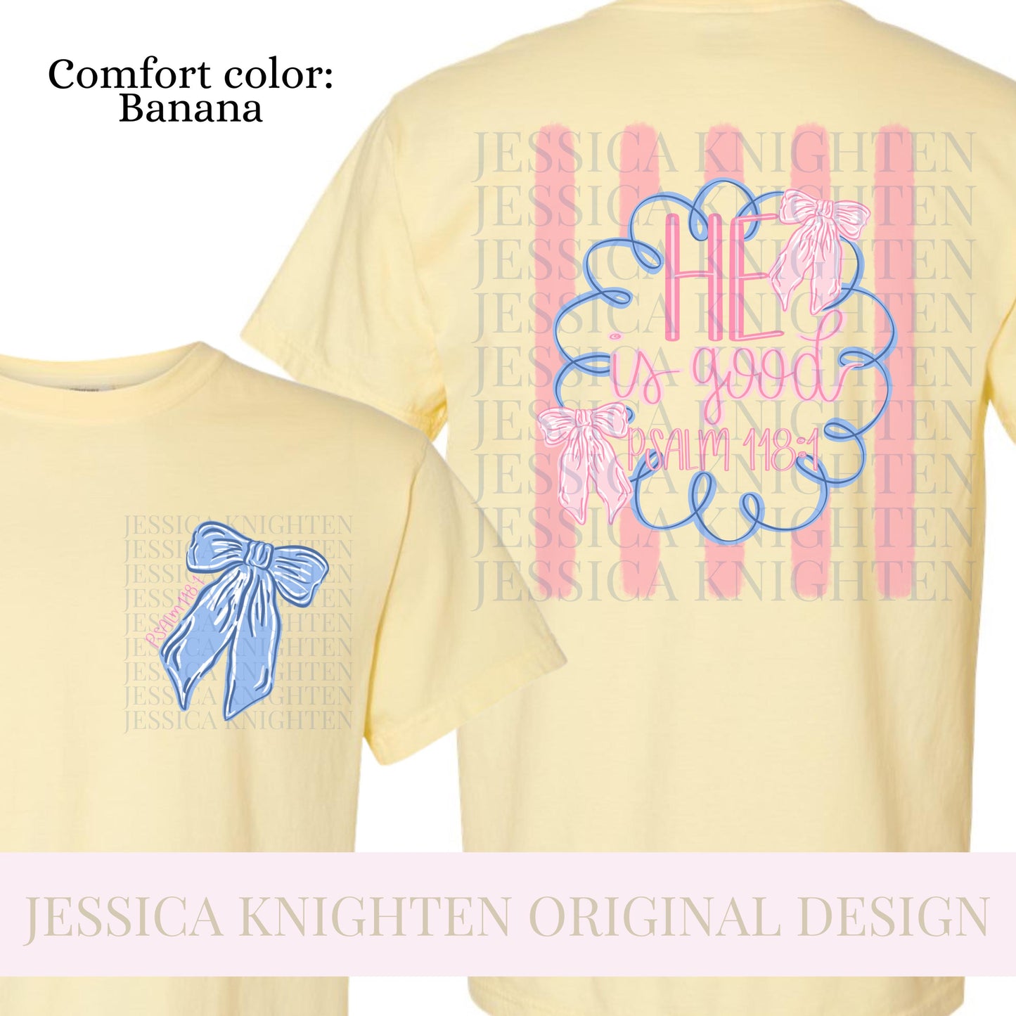 He is Good My Jesus Stripe PNG Digital Design Girly Swirly Trendy Pocket and Back Files Kid Design Women Pink Preppy Bow Coquette Prep Print