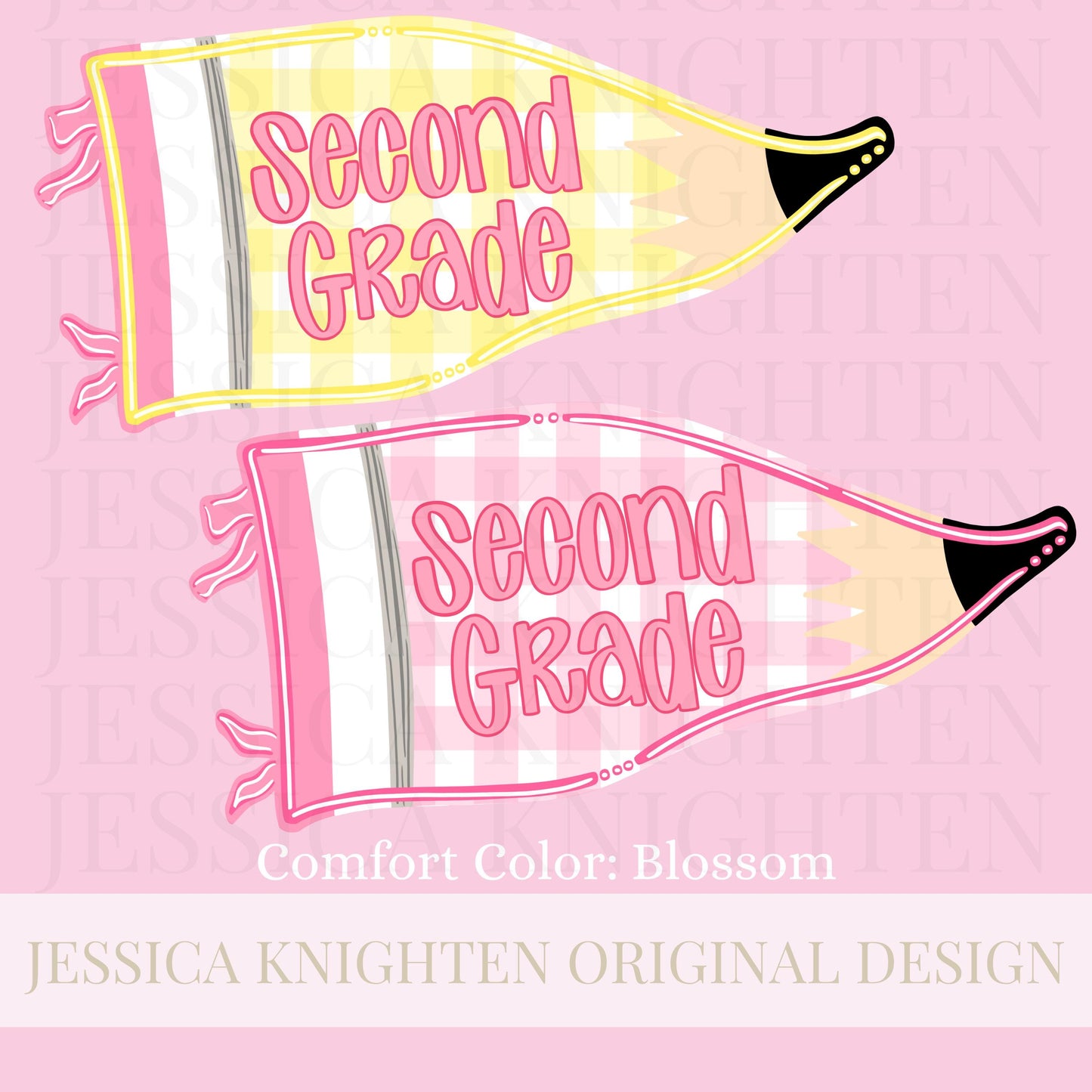 Second Grade PNG Digital Design Girly Swirly Trendy Back to School Files Kid Design Pink Preppy Prep School End Beginning Pencil Teach Learn