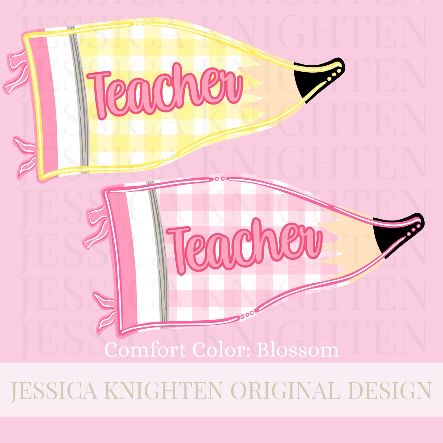 Mrs. Teacher PNG Digital Design Girly Swirly Trendy Back to School Files Kid Design Pink Preppy Prep School End Beginning Pencil Teach Learn