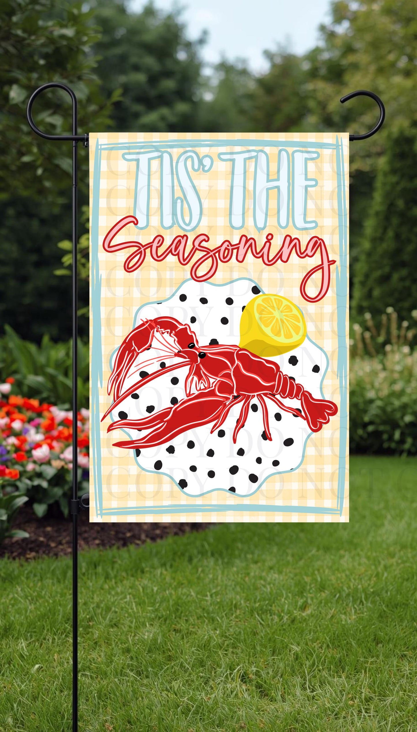 Crawfish Season Hand Drawn Garden Flag Digital Download Design Original Unique DTF Sublimation Design Lemons Pinch the Head Peel Repeat