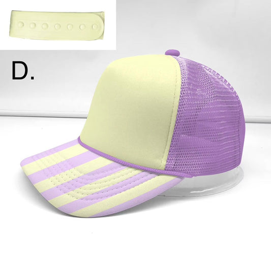Jessica Knighten Designs EXCLUSIVE Trucker Hat - Butter Yellow and Lavender Stripe