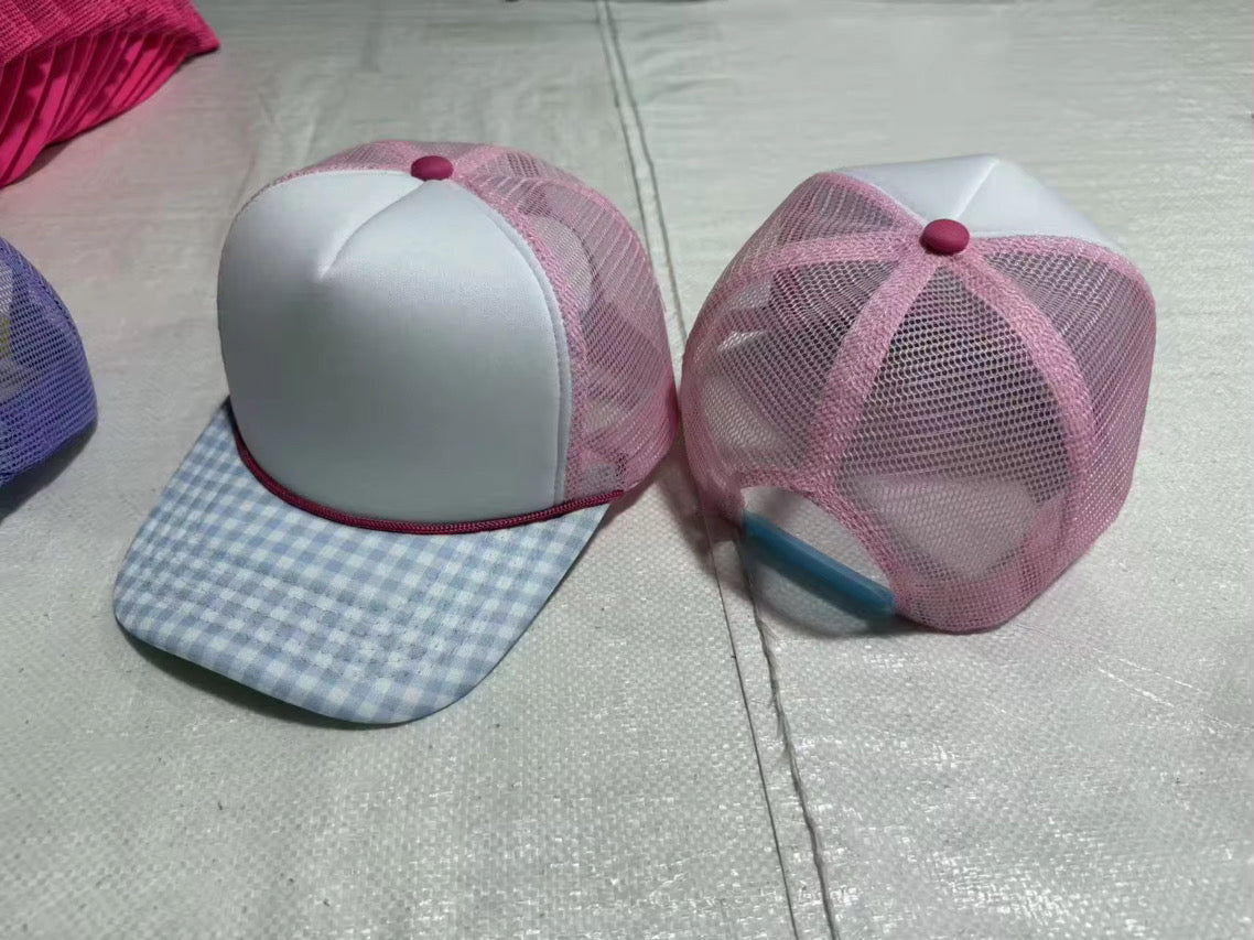 Jessica Knighten Designs EXCLUSIVE Trucker Hat - Blue Gingham