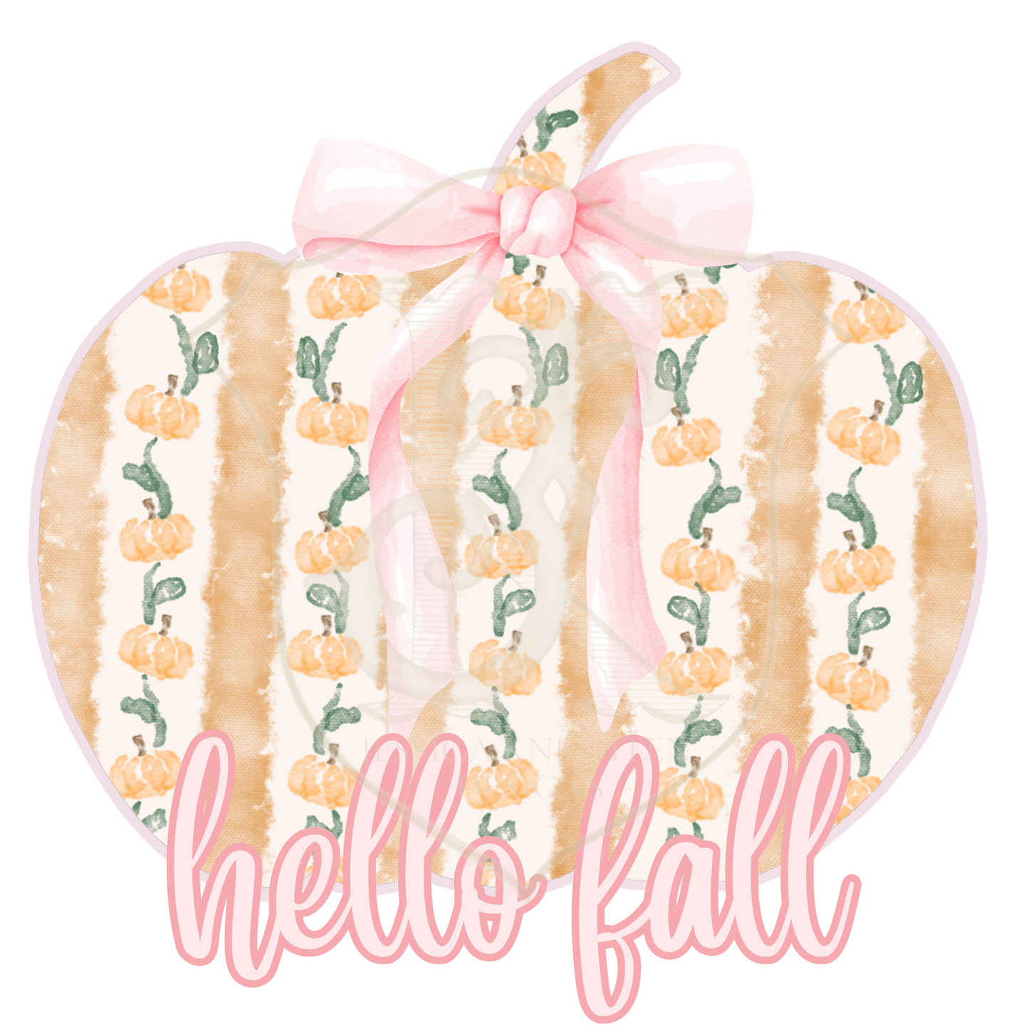 Hello Fall Pink and Orange Pumpkin Shack Design