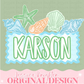 Name Block Pool Beach PNG Digital Design Girly Trendy Files Kid Design Children Preppy Prep Print Sun Stripe Summer Shells Watercolor Boys
