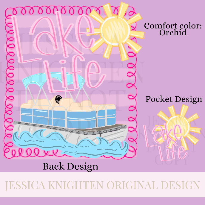 Everyday Lake Life PNG Digital Design Girly Swirly Trendy Pocket and Back Files Kid Design Women Pink Preppy Bow Coquette Prep Print Pontoon