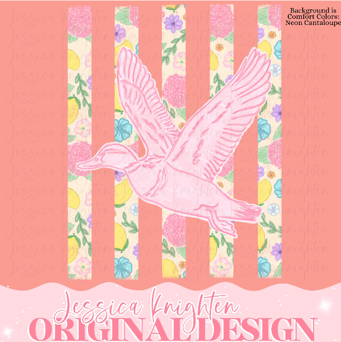 Everyday Duck PNG Digital Design Girly Trendy Kid Design Women Pink Preppy Prep Print Summer Bay Coastal Watercolor Trending Stripes