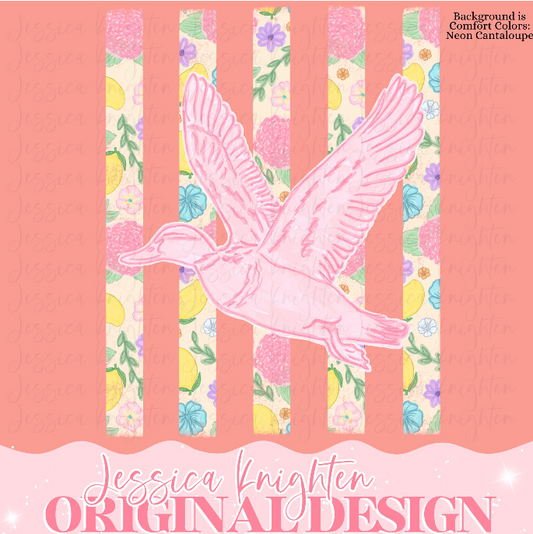 Everyday Duck PNG Digital Design Girly Trendy Kid Design Women Pink Preppy Prep Print Summer Bay Coastal Watercolor Trending Stripes