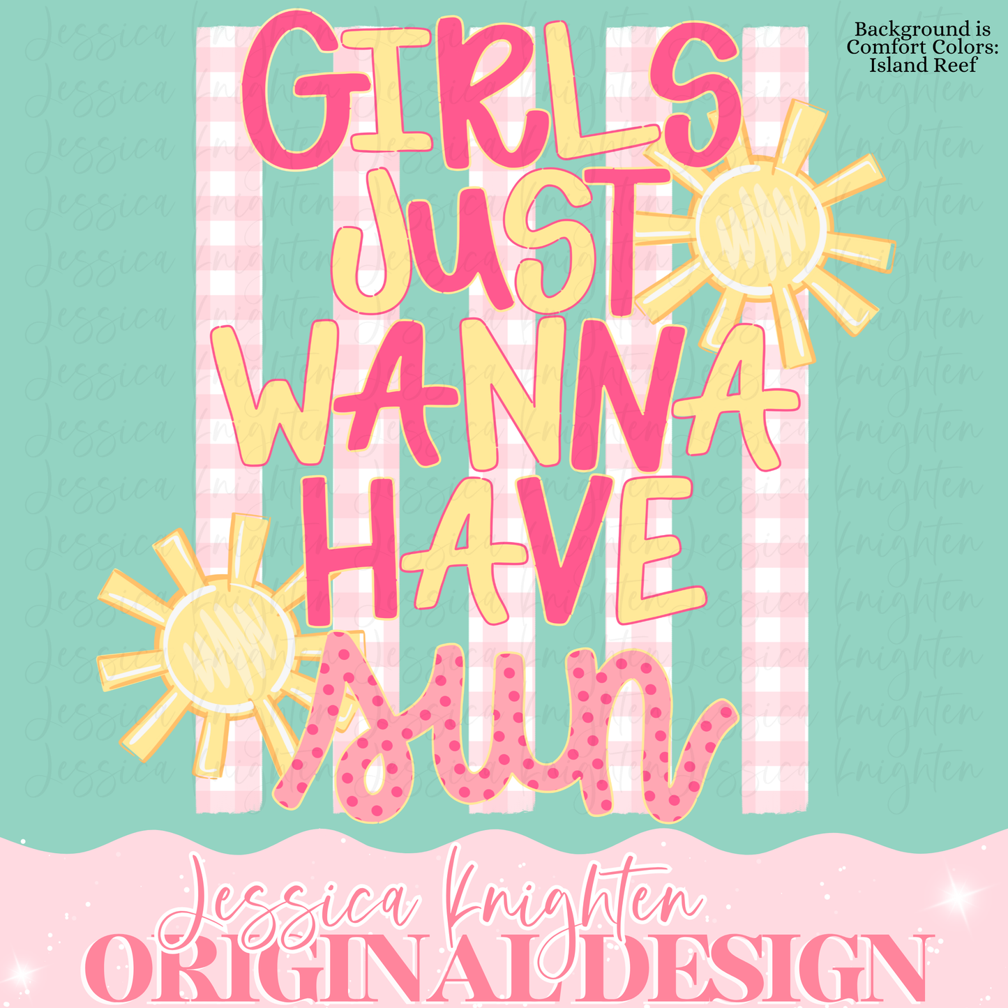 Everyday Summer Girls Just Wanna Have Sun PNG Digital Design Girly Trendy Women Pink Preppy Prep Print Beach Bay Trending Stripes Polka Dots