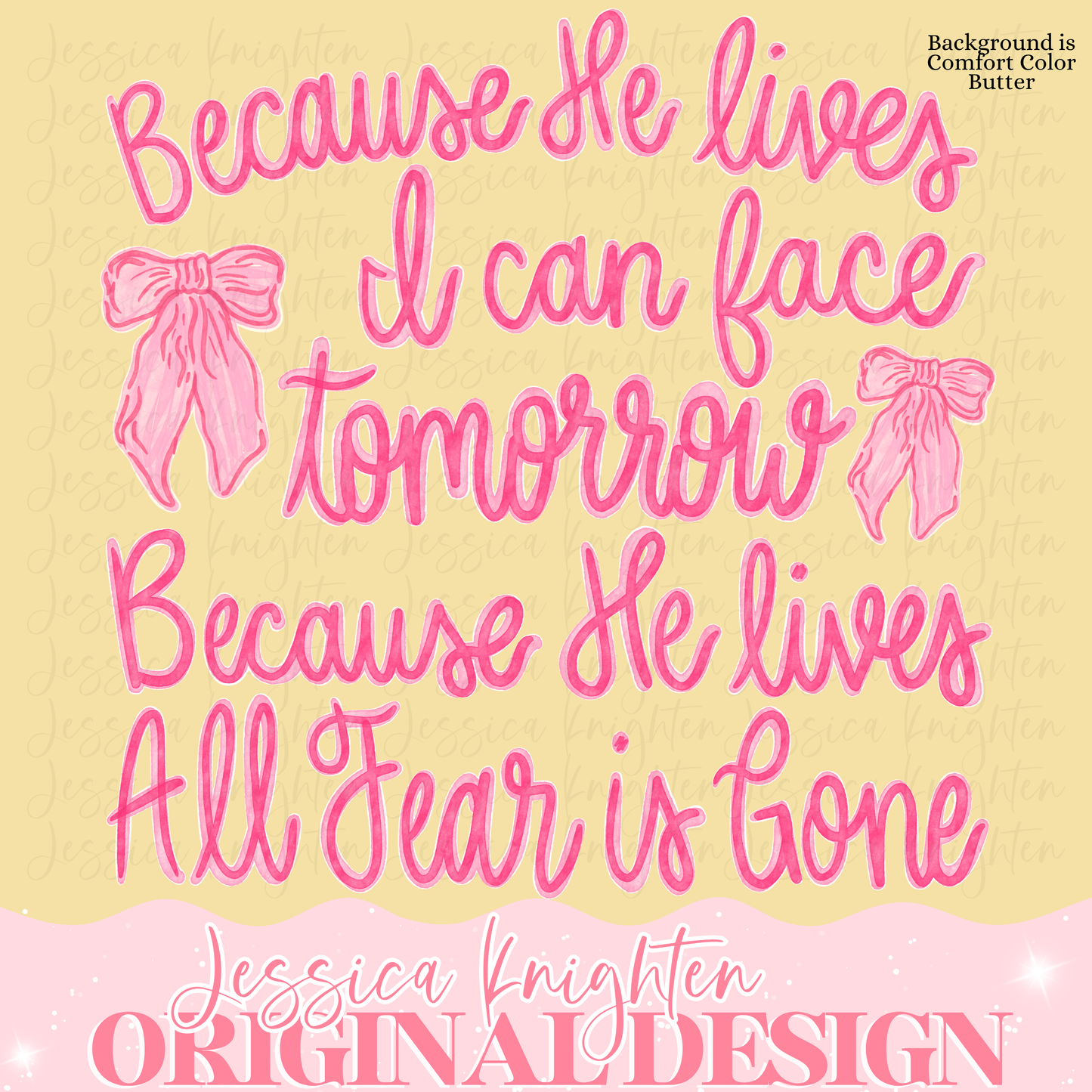 Because He Lives Jesus Inspirational Church Transparent God PNG Christian Lord Jesus Trendy Hand Drawn Watercolor Oh Glory Trendy Preppy Bow