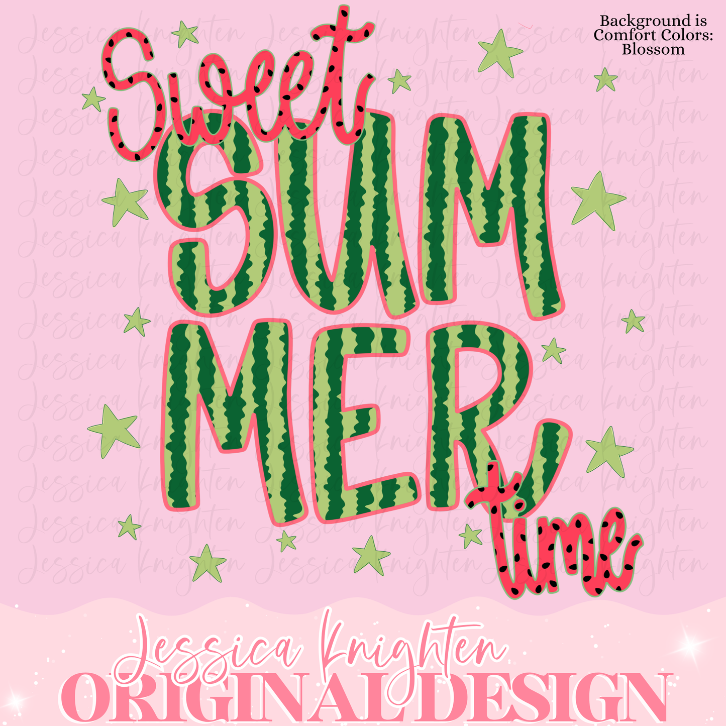 Everyday Summer Sweet Summertime PNG Digital Design Girly Trendy Kid Design Women Pink Preppy Print Watercolor Trending Stripe Watermelon