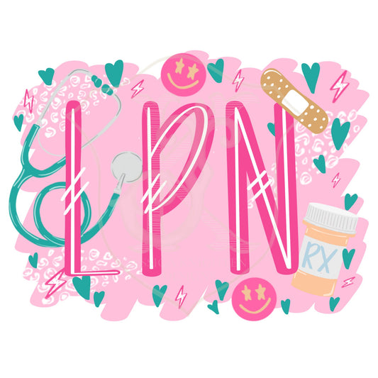 LPN Preppy Design Digital File - PNG - Transparent Background - Nursing - Tee Design - Nurse - Healthcare