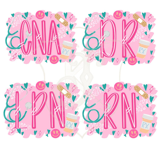 NURSING & DOCTOR BUNDLE Preppy Design Digital File - png - Transparent Background - Nursing -lpn-dr-cna-rn-Tee Design - Nurse - Healthcare