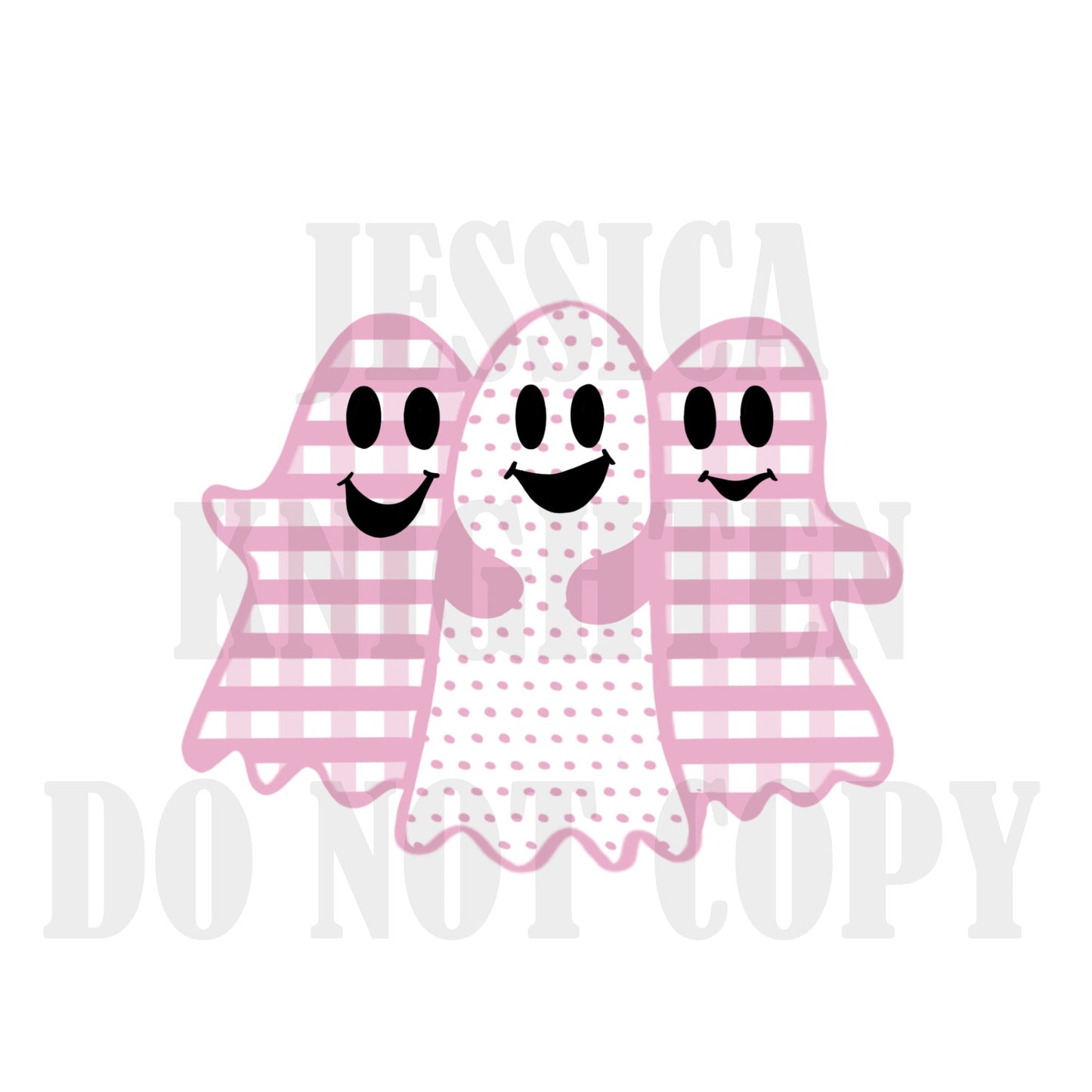 Preppy Grandmillenial Watercolor Hand Drawn Fall and Halloween Design Bundle - PNG - Transparent - Tee - Pink - Blue - Ghost - Gingham
