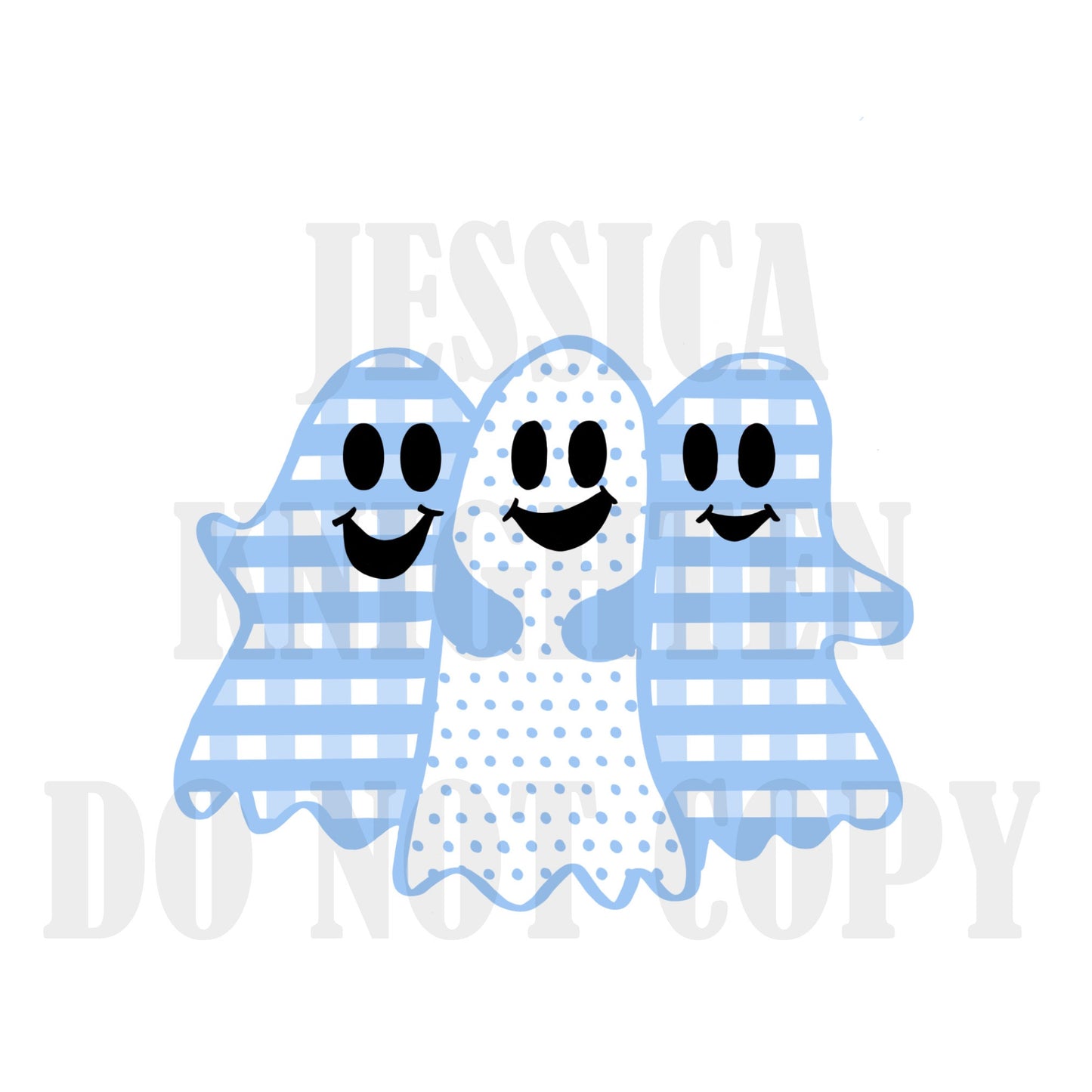 Preppy Grandmillenial Watercolor Hand Drawn Fall and Halloween Design Bundle - PNG - Transparent - Tee - Pink - Blue - Ghost - Gingham