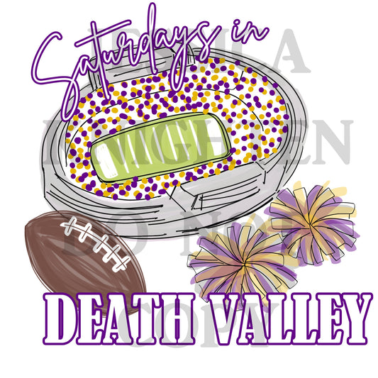 Saturdays in Death Valley Digital, Bouqie Digital, Football Designs, Go Tigers PNG, Louisiana , Hand Drawn PNG,
