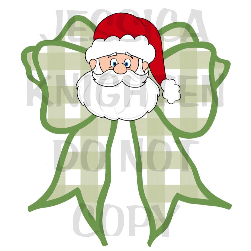Christmas Gingham Santa Bow, PNG, 300 DPI, Christmas, Holiday, Green, Red, Merry, Transparent, Door Hanger Template, Digital File