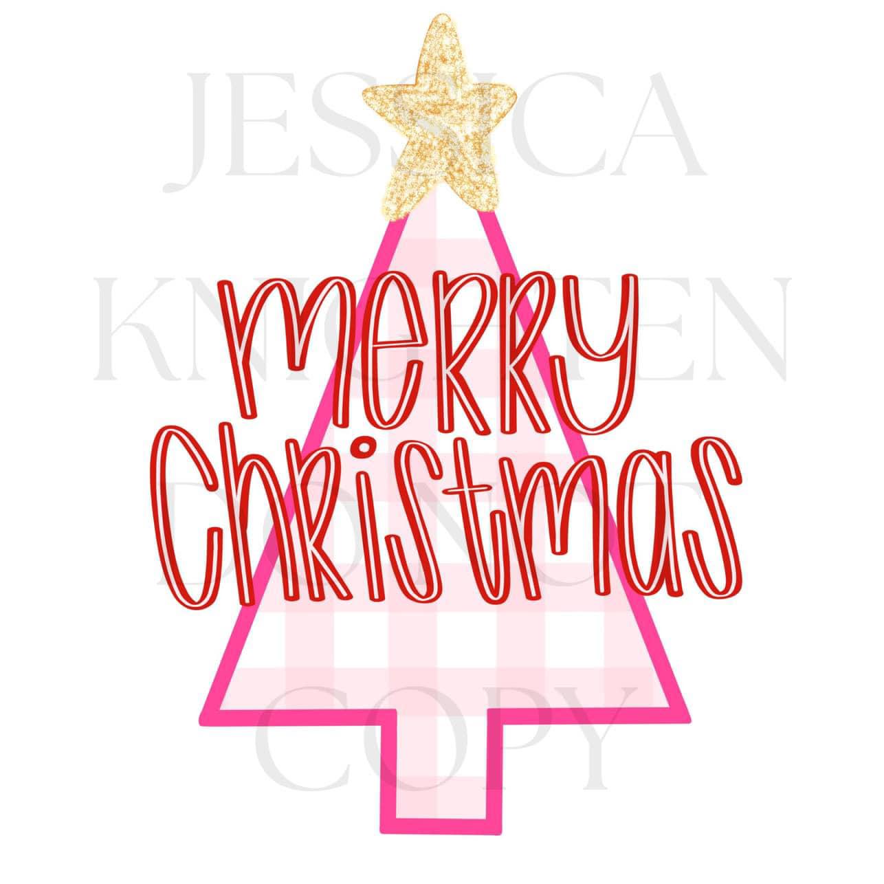 Pink Tree Preppy Christmas PNG, Hand Drawn, 300 DPI, Trendy, Holidays, Ho Ho Ho, Jolly Vibes, Holly, Merry Bright December File Bow