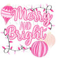 Merry and Bright Preppy Christmas PNG, Hand Drawn, 300 DPI, Trendy, Holidays, Ho Ho Ho, Jolly Vibes, Holly, Merry Bright December File Bow
