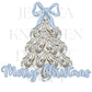 Oyster Tree Bow Preppy Christmas PNG Hand Drawn 300 DPI Trendy Jolly Chinoiserie Grandmillenial Coastal Grandmother Merry Bright Holly