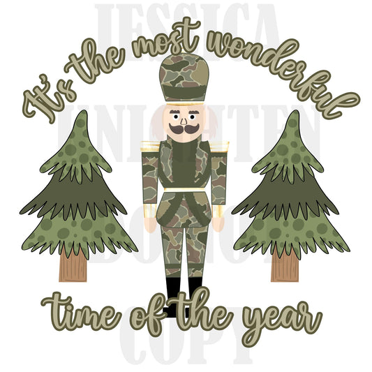 Camo Nutcracker Outdoors Country Hunting Holiday Girly Lights Preppy Christmas PNG Hand Drawn 300 DPI Trendy Jolly Merry Bright Holly