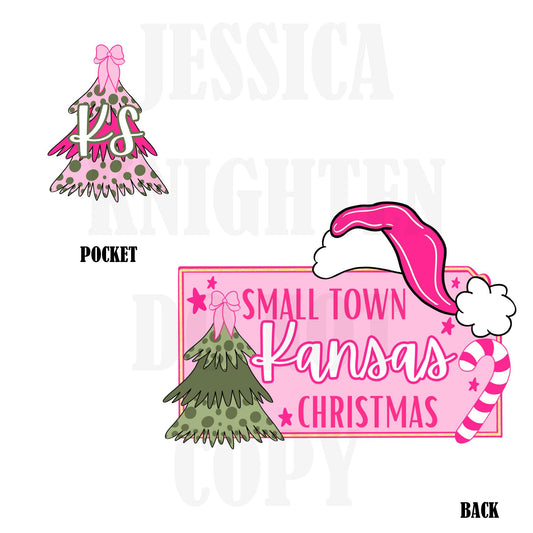 Small Town Kansas Christmas Bow Pink Trendy PNG 300 DPI Preppy Tree Santa Candy Cane Merry Bright Popular Coquette Transparent Original