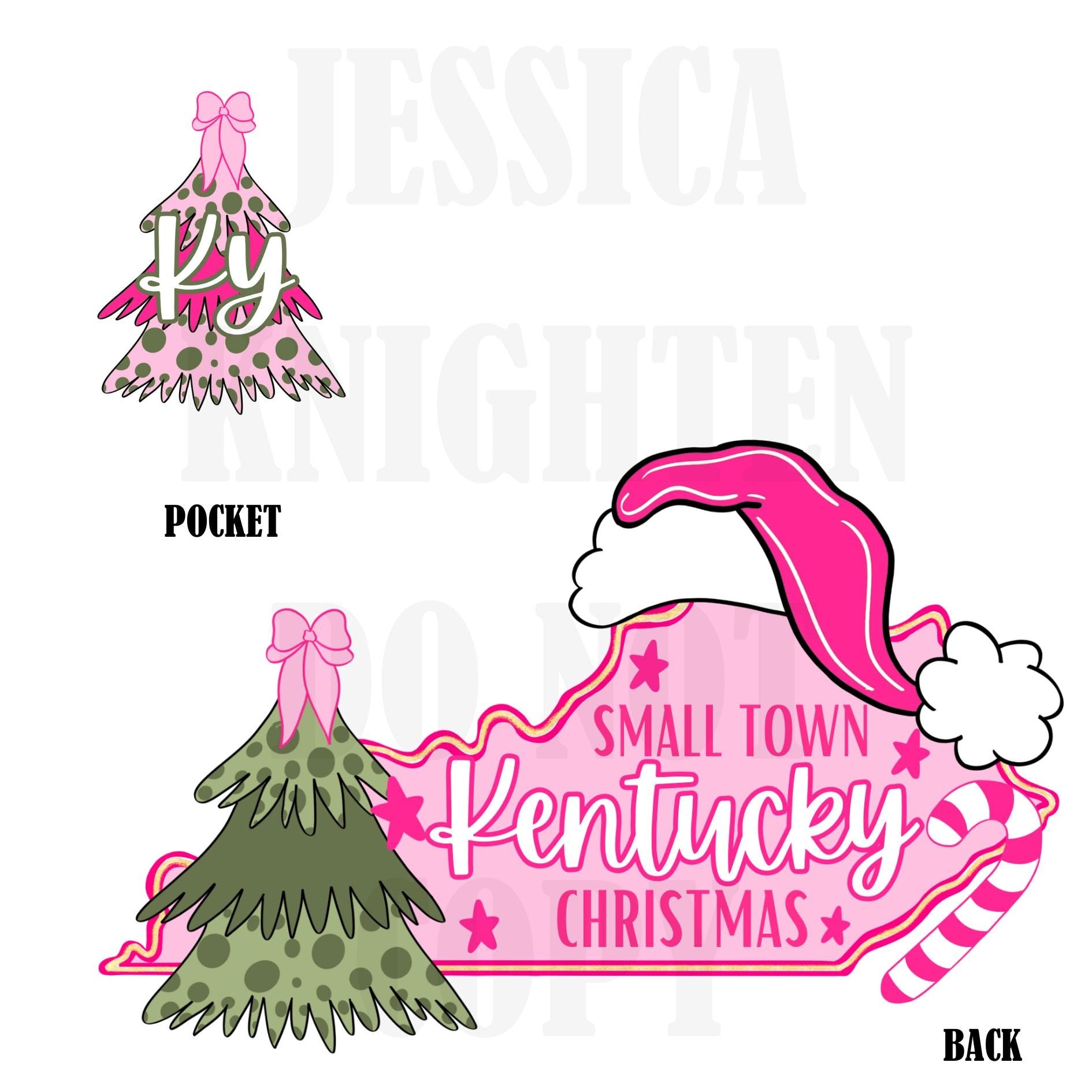 Small Town Kentucky Christmas Bow Pink Trendy PNG 300 DPI Preppy Tree Santa Candy Cane Merry Bright Popular Coquette Transparent Original