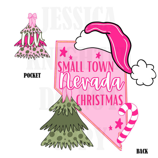 Small Town Nevada Christmas Bow Pink Trendy PNG 300 DPI Preppy Tree Santa Candy Cane Merry Bright Popular Coquette Transparent Original