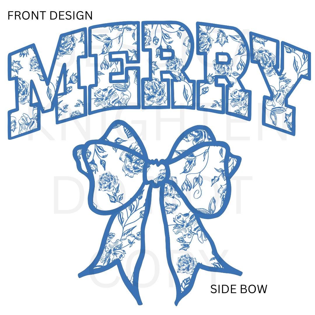 Merry Bow Side PNG design Transparent Christmas Preppy Trendy 300 dpi Nutcracker Candy Cane Pink Red Green Gingham Bow Grandmillenial
