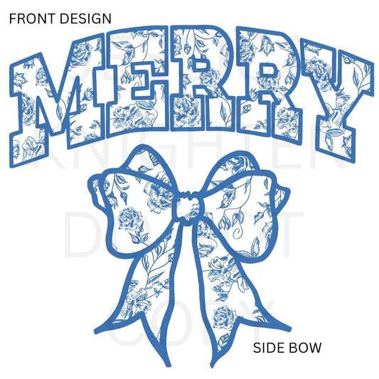 Merry Bow Side PNG design Transparent Christmas Preppy Trendy 300 dpi Nutcracker Candy Cane Pink Red Green Gingham Bow Grandmillenial