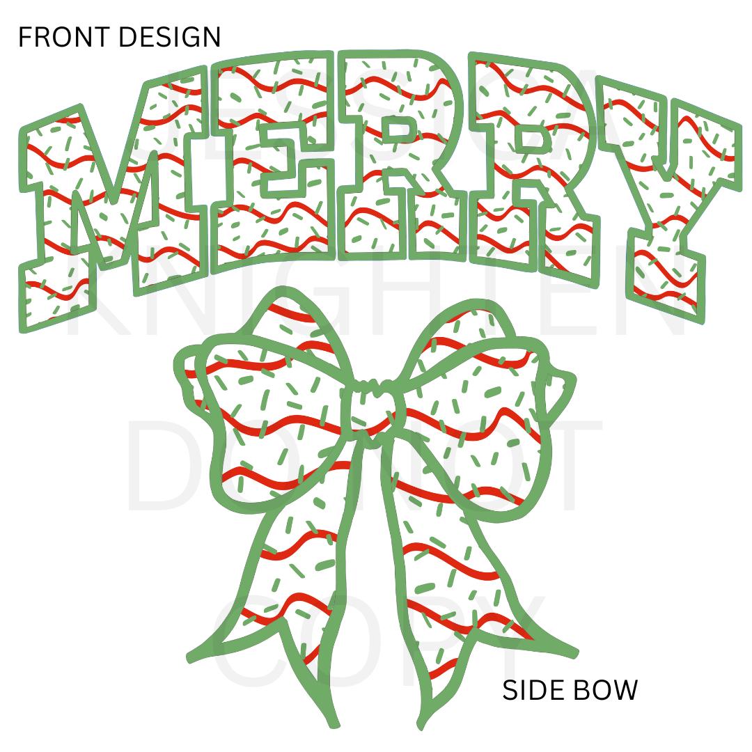Christmas Cake Merry Bow Side PNG design Transparent Preppy Trendy 300 dpi Nutcracker Candy Cane Pink Red Green Bow
