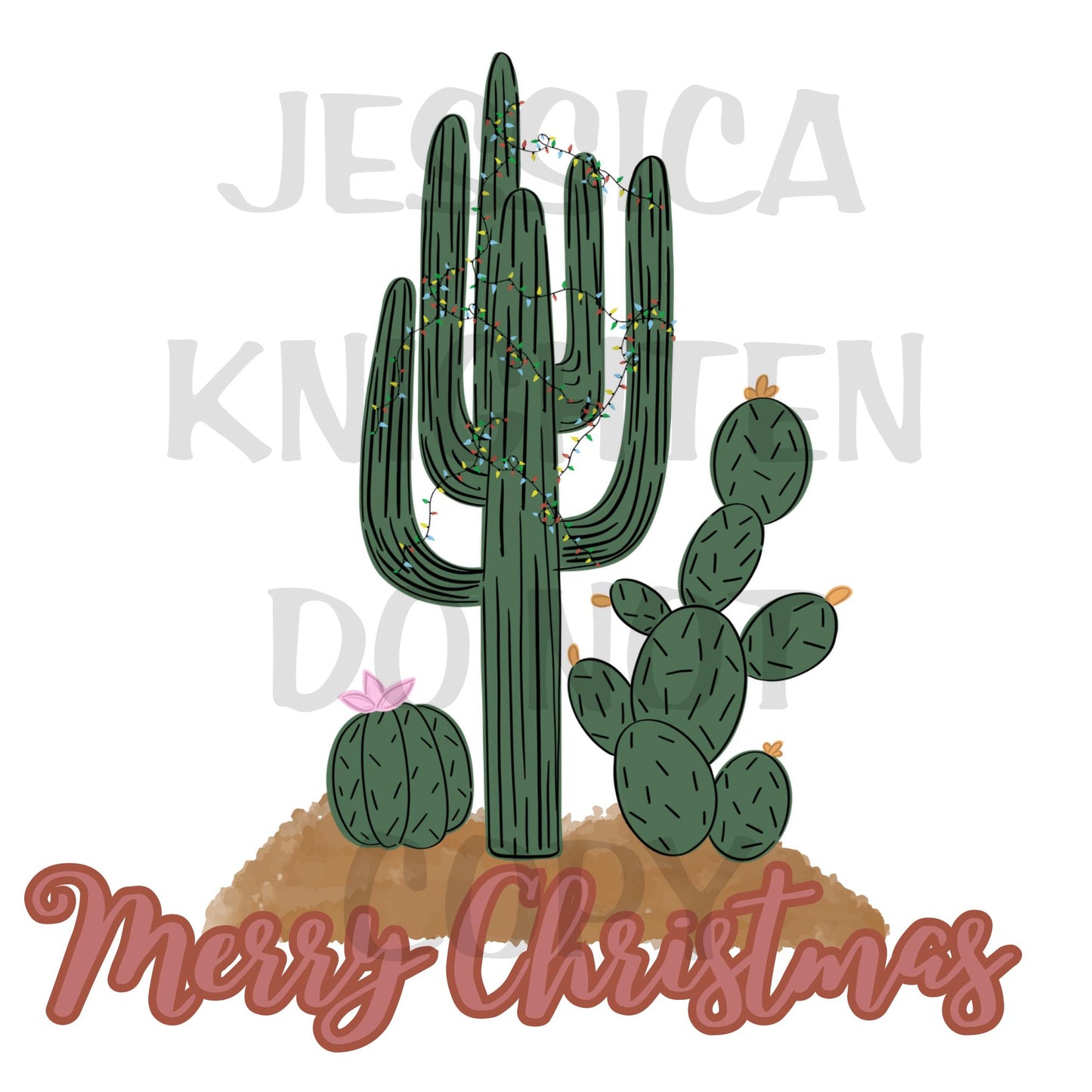 Cactus Christmas PNG, Hand Drawn, 300 DPI, Western, Trendy, Cowboy, Cowgirl, Boots, Preppy, Howdy Christmas