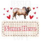 Bull Valentines Digital Design Heart Gingham Name Plate Love Vday Kids Children Shirt PNG Personalized Sub Trendy XoXo Brahman Cattle
